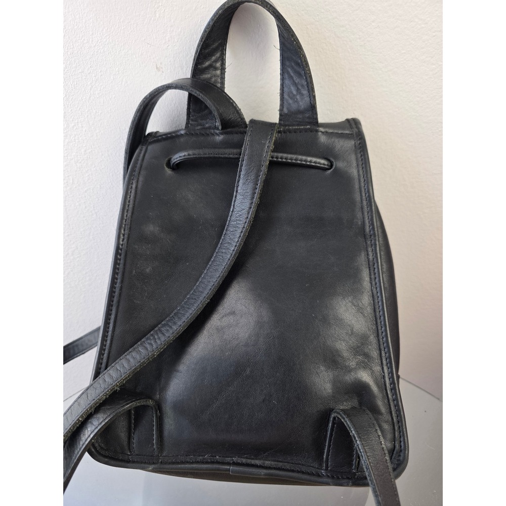 Coach Vintage Mini Day Pack Backpack Black Leather Turnlock Brass - Picture 2 of 15